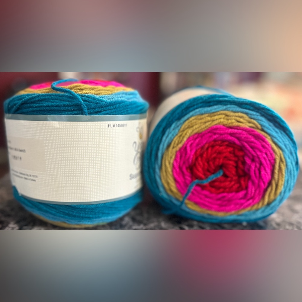 (2) Yarn Bee Sugarwheel Cake Yarn 🧶 Retired color All A-Swirl